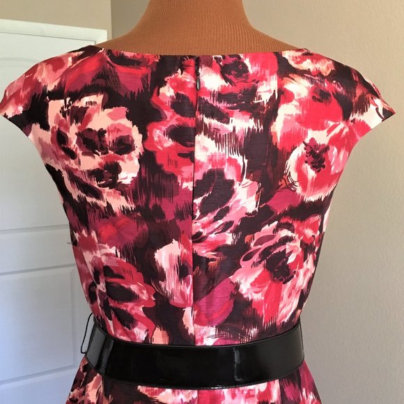 ALEX MARIE Pink & Black Floral Belted Dress | 4 - Picture 9 of 14